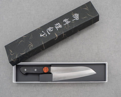 Shigeki Tanaka VG10 170mm Santoku with Western Black Pakkawood Handle