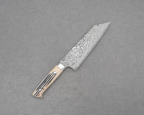 Takeshi Saji R2/SG2 Black Damascus 180mm Bunka with White Stag Bone Handle