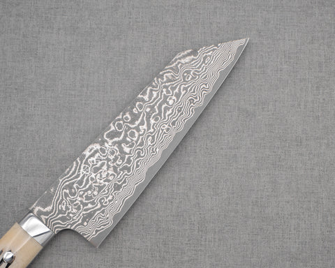 Takeshi Saji R2/SG2 Black Damascus 180mm Bunka with White Stag Bone Handle