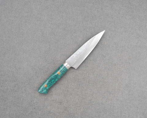 Takeshi Saji SRS13 Migaki Tsuchime 130mm Petty with Green Turquoise Handle