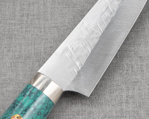 Takeshi Saji SRS13 Migaki Tsuchime 130mm Petty with Green Turquoise Handle