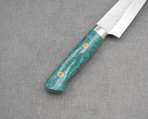 Takeshi Saji SRS13 Migaki Tsuchime 130mm Petty with Green Turquoise Handle