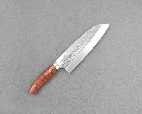 Takeshi Saji SRS13 Migaki Tsuchime 180mm Santoku with Karin Wood Handle