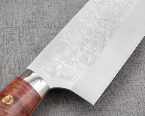 Takeshi Saji SRS13 Migaki Tsuchime 180mm Santoku with Karin Wood Handle