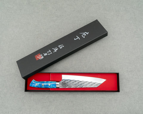 Takeshi Saji STRIX Mirror Tsuchime 175mm Bunka with Sea Wave Acrylic Handle