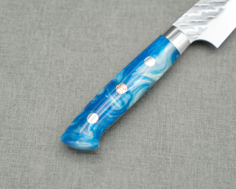 Takeshi Saji STRIX Mirror Tsuchime 130mm Petty with Sea Wave Acrylic Handle