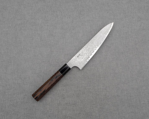 Yoshihiro Yauji "Ginyo" Ginsan (Silver #3) Damascus 150mm Petty with Wenge Buffalo Horn Handle