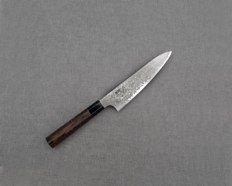 Yoshihiro Yauji "Ginyo" Ginsan (Silver #3) Damascus 150mm Petty with Wenge Buffalo Horn Handle
