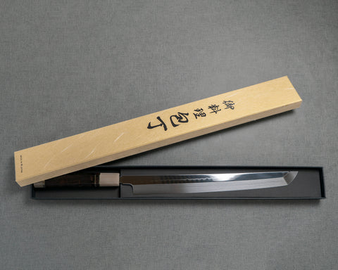 Genkai Masakuni Mizu-Honyaki Shirogami #2 Ripple Mirror 300mm Sakimaru Takohiki