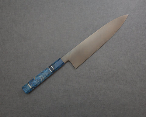 Shoichi Hashimoto "Tobikumo" Aogami #2 / Shirogami #2 Coreless Twisted Damascus 240mm Gyuto with Blue Stablized Wood Handle