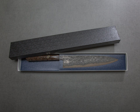 Shoichi Hashimoto Aogami #2 / Shirogami #2 Black Damascus 240mm Gyuto with Eternal Woodgrain Handle