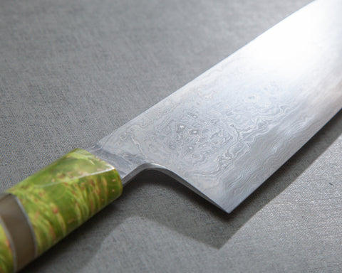 Shoichi Hashimoto Aogami #2 / Shirogami #2 大馬士革 240mm Gyuto 帶檸檬綠手柄