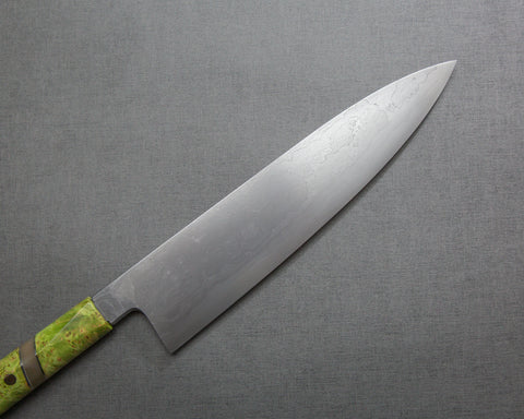 Shoichi Hashimoto Aogami #2 / Shirogami #2 大馬士革 240mm Gyuto 帶檸檬綠手柄