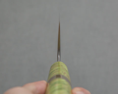 Shoichi Hashimoto Aogami #2 / Shirogami #2 Damascus 240mm Gyuto with Lime Green Handle