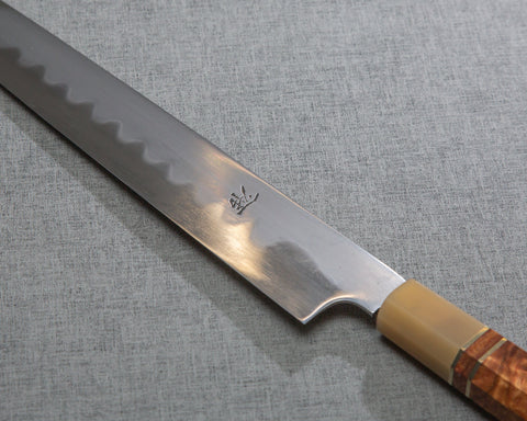 Akiharu Mizuno "Tantetsu Goma" Aogami #2 Mizu-Honyaki DX Full Mirror Ripple 330mm Yanagiba