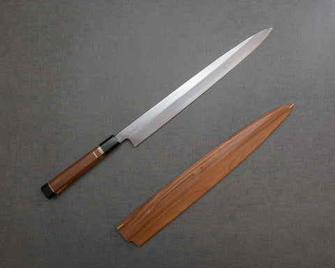 Nakakawa Aogami #1 大馬士革 330 毫米柳葉，帶 Lignum Vitae 手柄和 Saya