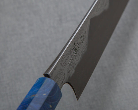 Nigara Honyaki Aogami #2 300mm Sujihiki with Blue Stabilized Wood Handle