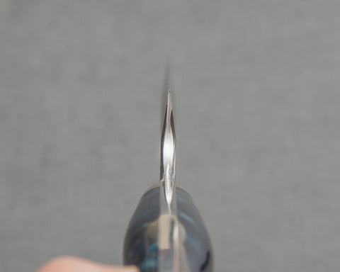 Nigara R2/SG2 Matt Migaki Tsuchime 135mm Honesuki with Polished Twilight Blue Acrylic Handle