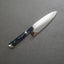 Kenji Togashi Shirogami #2 Mizu-Honyaki Mirror Ripple 180mm Santoku with Polished Navy Acrylic Handle