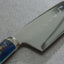 Kenji Togashi Shirogami #2 Mizu-Honyaki Mirror Ripple 180mm Santoku with Polished Navy Acrylic Handle