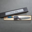 Kenji Togashi Shirogami #2 Mizu-Honyaki Mirror Ripple 240mm Gyuto with Stabilized Wood / Polished Ocean Blue Acrylic Handle