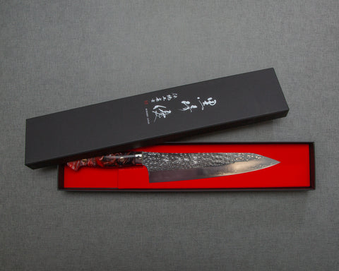 Yu Kurosaki "Senko" R2/SG2 210mm Gyuto with Polished Flowing Scarlet Acrylic Handle