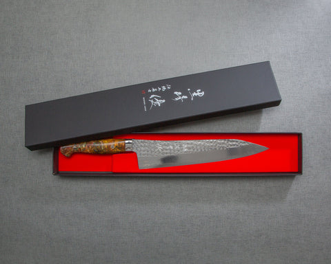 Yu Kurosaki "Senko" R2/SG2 240mm Kiritsuke Gyuto with Polished Flowing Amber Acrylic Handle