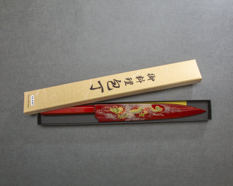 Yoshihiro "Ao-Kasumi" Aogami #2 240mm Yanagiba with Urushi Handle and Maki-e Art (Unryu) Saya