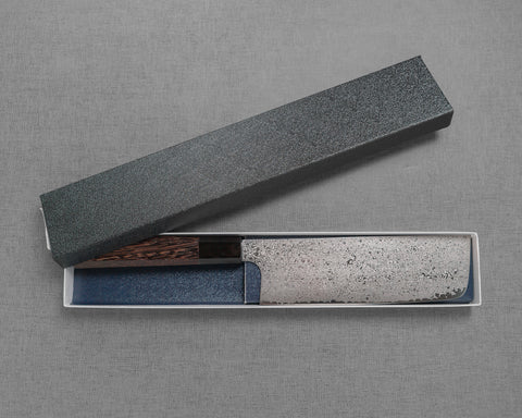 Hatsukokoro / Yoshihiro Yauji "Ginyo" Ginsan (Silver #3) Damascus 170mm Nakiri with Wenge Buffalo Horn Handle